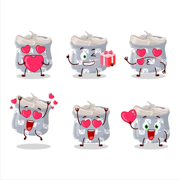 Bowl of garlic cartoon character with love cute emoticon. Vector illustration - Вектор, зображення
