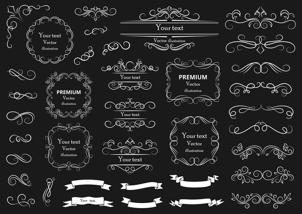 Decorative swirls or scrolls, vintage frames , flourishes, labels and dividers. Retro vector illustration - Vettoriali, immagini