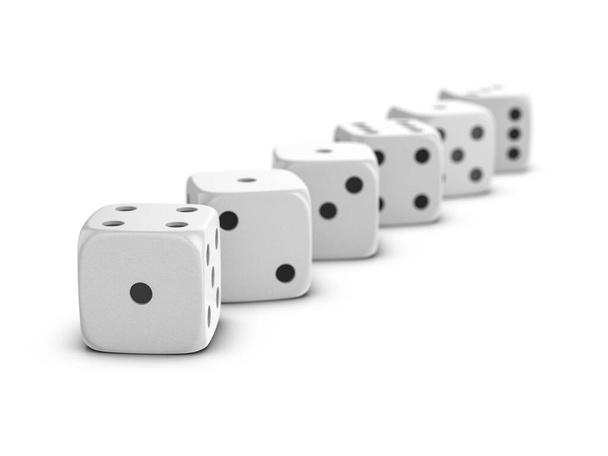 Dices on a white background. 3d illustration. - Photo, image