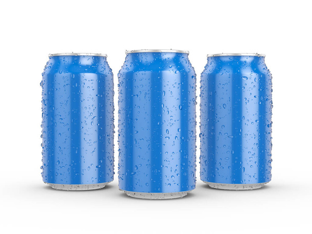 Aluminum cans on a white background. 3d illustration. - Foto, Imagem