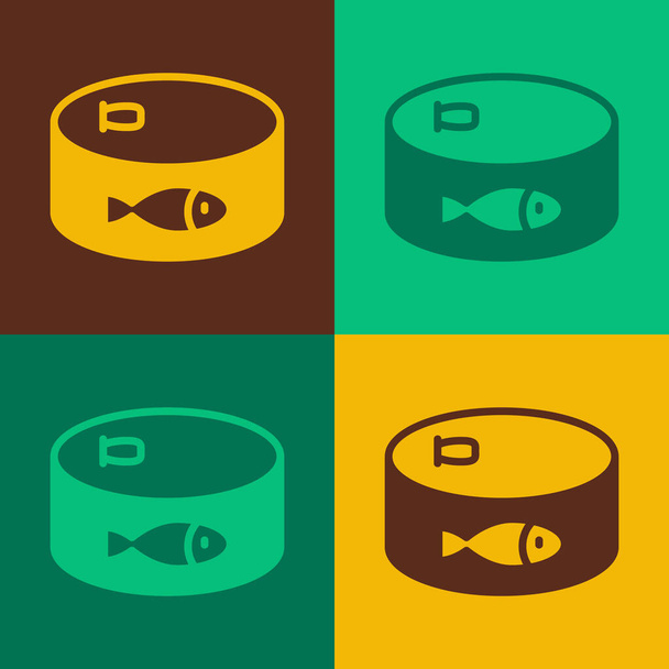 Pop art Icono de pescado enlatado aislado sobre fondo de color. Vector - Vector, Imagen