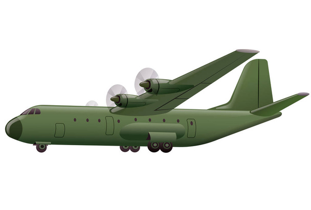 Illustration of the propeller military plane - Vector, imagen
