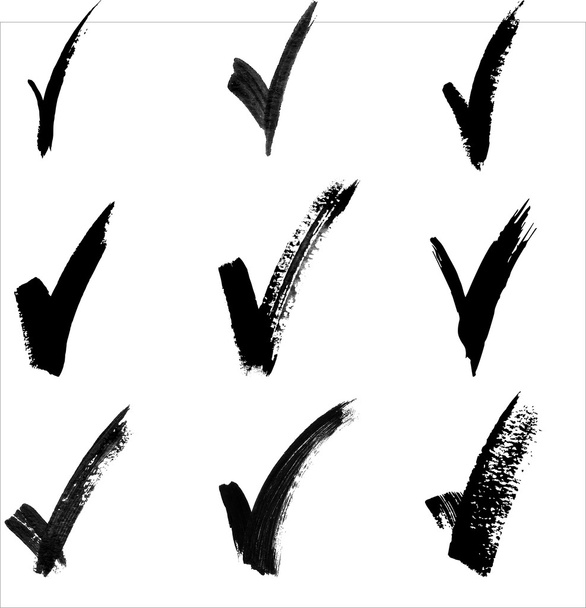zwart acryl validatie v pictogrammen instellen - Vector, afbeelding