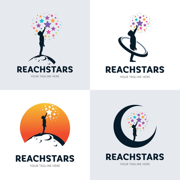Collection d'enfants atteignent Star Logo Set Design Template Inspiration avec fond blanc - Vecteur, image