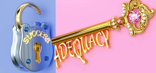 Key to success is Adequacy - to win in work, business, family or life you need to focus on Adequacy, it opens the doors that lead to victories and getting what you really want, 3d illustration - Photo, Image
