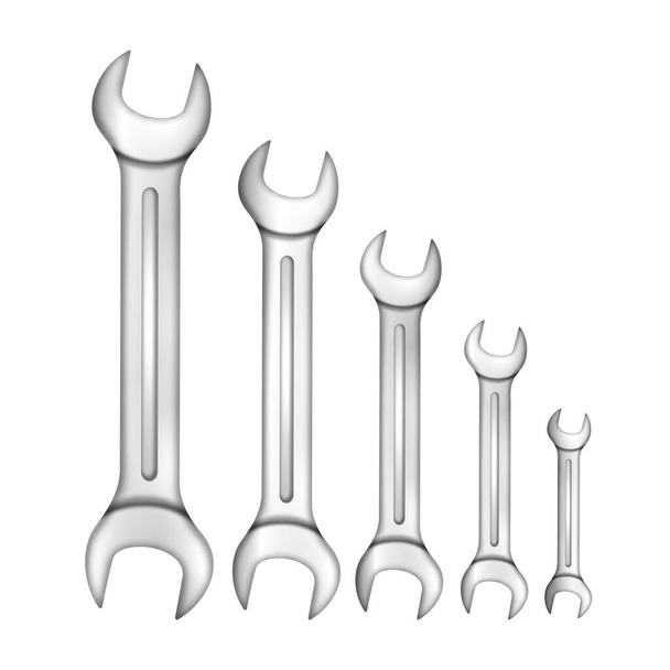 A set of vertically standing wrenches. - Vector, Image