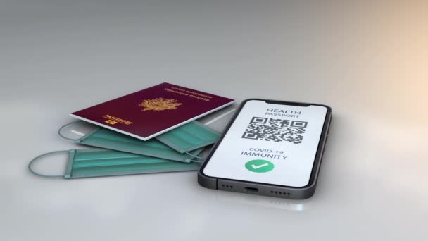 健康パスポート-フランス-回転-白い背景に3Dアニメーションモデル - 映像、動画