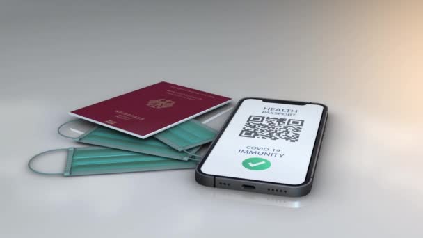 Passaporto sanitario - Germania - rotazione - modello di animazione 3d su sfondo bianco - Filmati, video