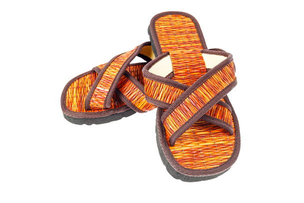 flip flop sandálias sapatos de praia no fundo branco
 - Foto, Imagem