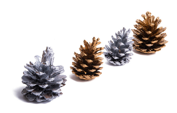 Conos de pino de Navidad aislados sobre fondo blanco  - Foto, imagen