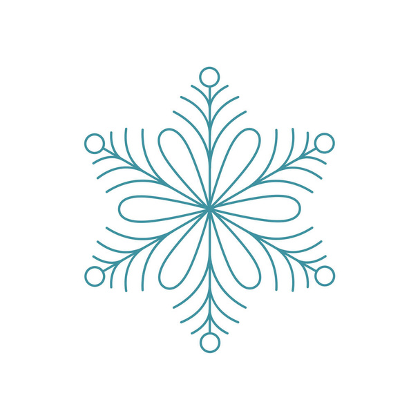 Fiocco di neve blu. Icona logo design. Simbolo invernale di cristallo di ghiaccio. Modello per il design invernale.  - Vettoriali, immagini