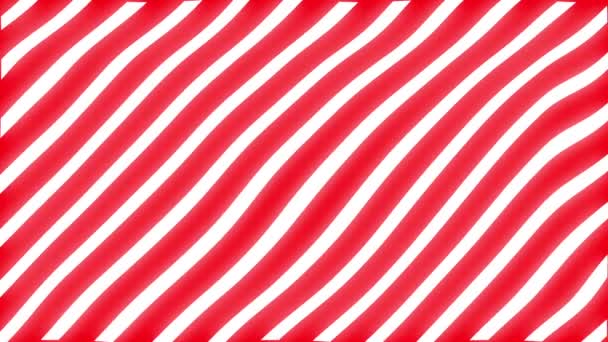 Fondo animado con líneas de torsión diagonales en movimiento en colores rojo y blanco. Las rayas se encuentran alternativamente. - Imágenes, Vídeo