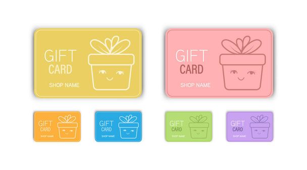gift card for a store or business. A gift to the buyer for loyalty. Flat style - ベクター画像