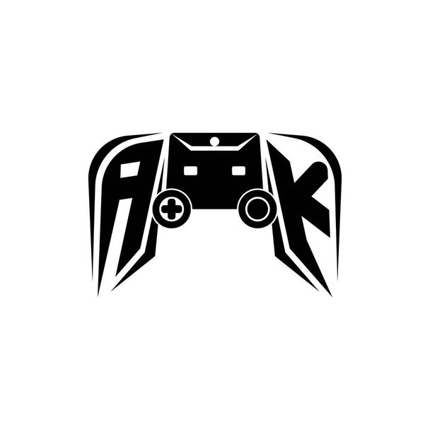 AK Logo inicial de juegos de ESport. Plantilla de vector de estilo de consola de juego - Vector, Imagen