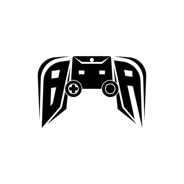Ігровий логотип BA Initial ESport. Шаблон стилю ігрової консолі вектор
 - Вектор, зображення