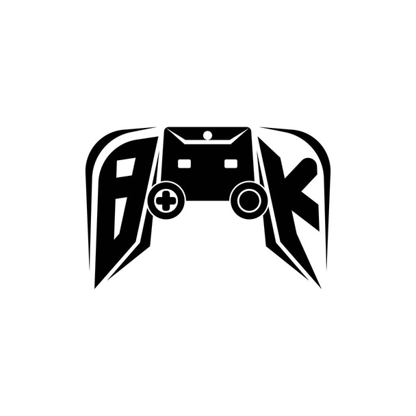 BK Initial ESportゲームロゴ。ゲームコンソール形状ベクトルテンプレート - ベクター画像