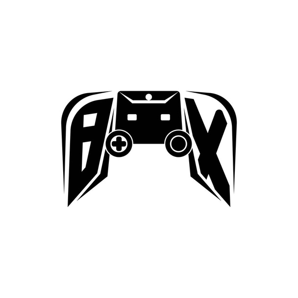 BX logotipo inicial de juego de ESport. Plantilla de vector de estilo de consola de juego - Vector, imagen