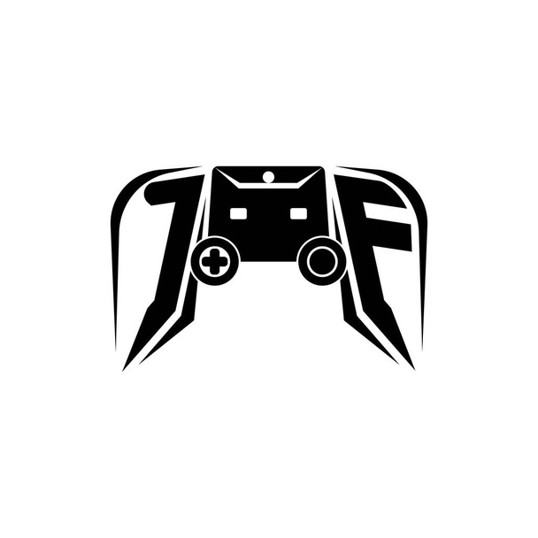 CF Logo inicial del juego ESport. Plantilla de vector de estilo de consola de juego - Vector, Imagen