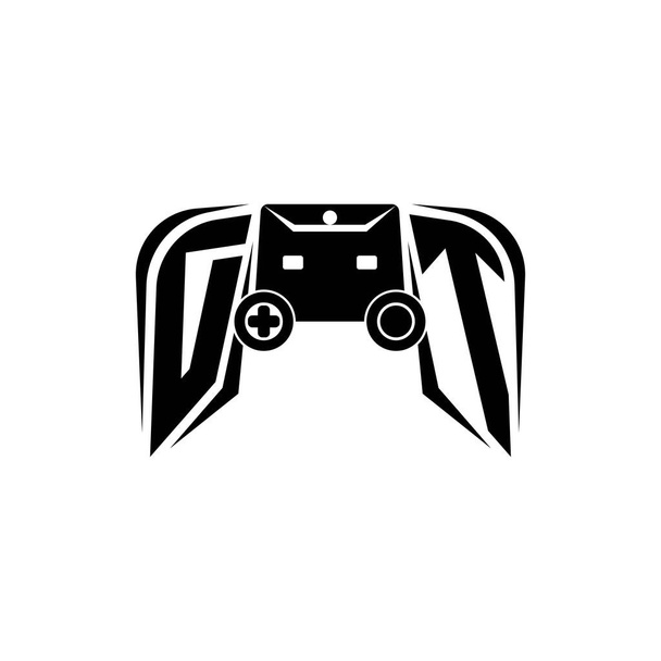 DT Inicial logo del juego ESport. Plantilla de vector de estilo de consola de juego - Vector, Imagen