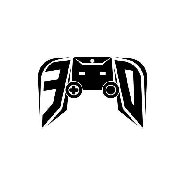 EO Logo inicial de juego de ESport. Plantilla de vector de estilo de consola de juego - Vector, imagen