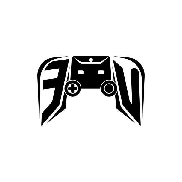 Logotipo de jogo ESport inicial da UE. Modelo de vetor de estilo de console de jogo - Vetor, Imagem