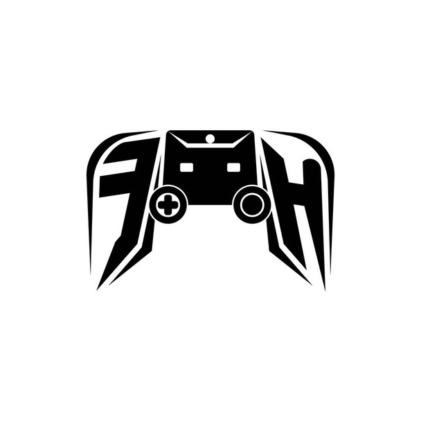 FH Inicial logotipo de juego de ESport. Plantilla de vector de estilo de consola de juego - Vector, Imagen