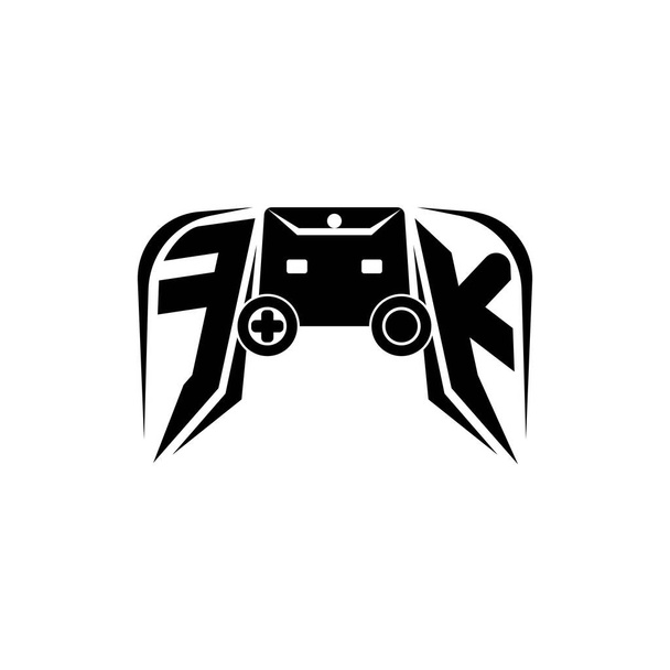 FK Inicial logotipo de juego de ESport. Plantilla de vector de estilo de consola de juego - Vector, imagen