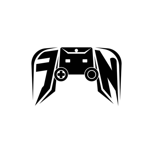 FN Logo inicial de juegos de ESport. Plantilla de vector de estilo de consola de juego - Vector, Imagen