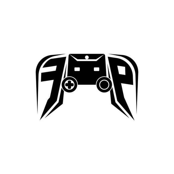 FP Initial ESport игровой логотип. Шаблон вектора формы игровой консоли - Вектор,изображение