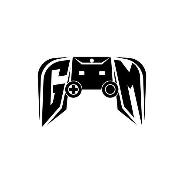 GM Initial ESport gaming logo. Spielkonsole Form Stil Vektor-Vorlage - Vektor, Bild