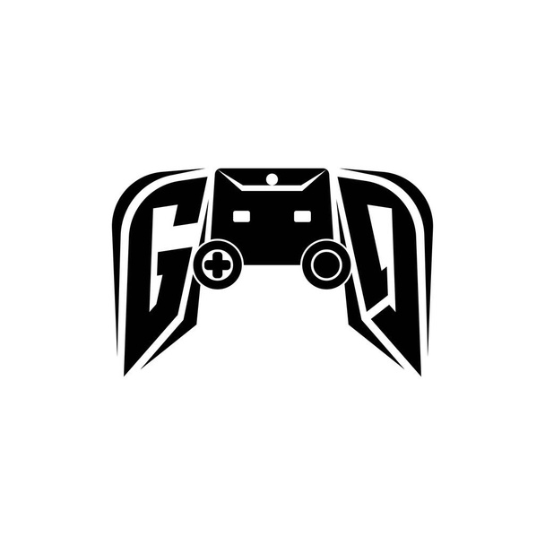 Logo inicial de GQ para juegos de ESport. Plantilla de vector de estilo de consola de juego - Vector, Imagen