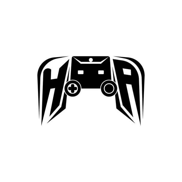 HA Initial ESport gaming logo. Spel console vorm stijl vector template - Vector, afbeelding