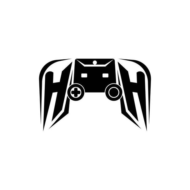 Logotipo de juego inicial de HH ESport. Plantilla de vector de estilo de consola de juego - Vector, imagen