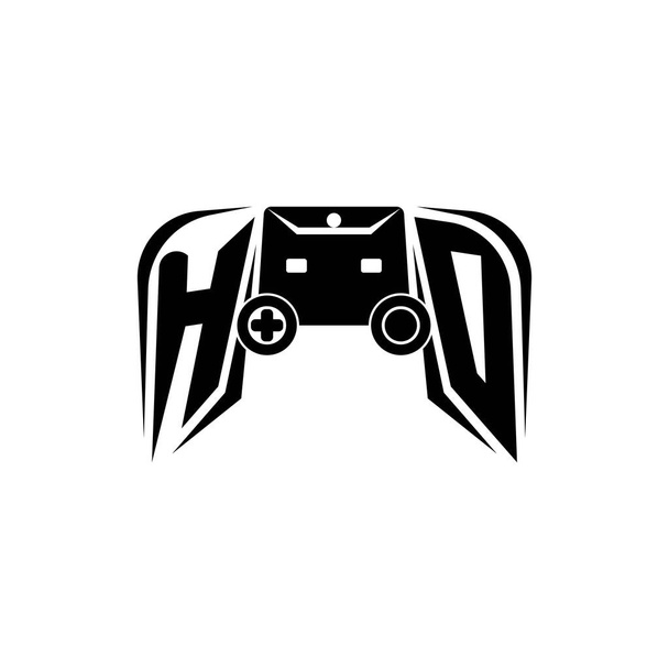 HO Eerste ESport gaming logo. Spel console vorm stijl vector template - Vector, afbeelding