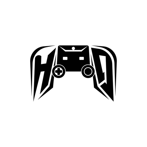 HQ初期ESportゲームロゴ。ゲームコンソール形状ベクトルテンプレート - ベクター画像