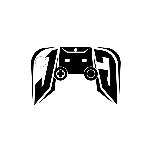 JG Initial ESportのゲームロゴ。ゲームコンソール形状ベクトルテンプレート - ベクター画像