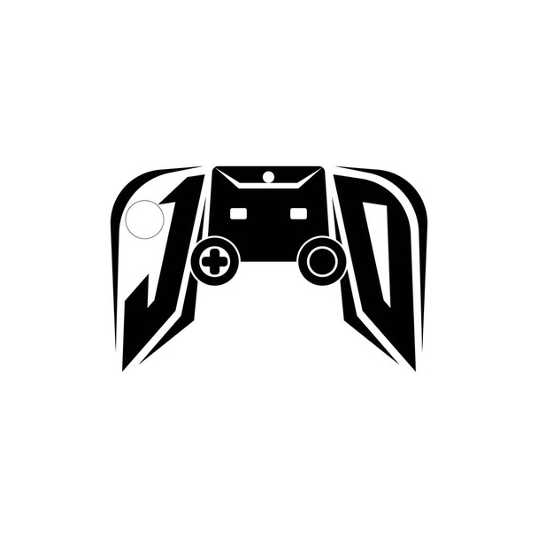 JO Logo inicial de juegos de ESport. Plantilla de vector de estilo de consola de juego - Vector, Imagen