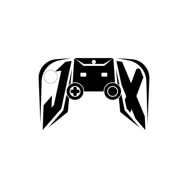JX初期ESportのゲームロゴ。ゲームコンソール形状ベクトルテンプレート - ベクター画像