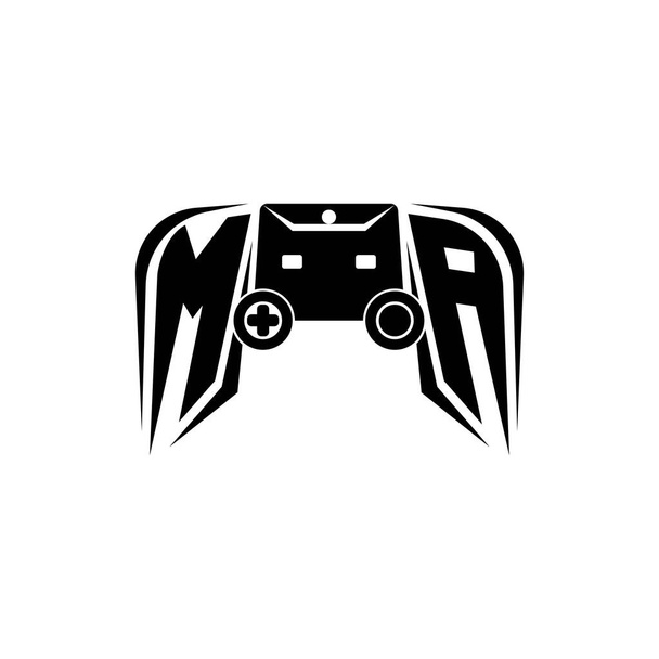 MA Inicial logo de juego de ESport. Plantilla de vector de estilo de consola de juego - Vector, Imagen