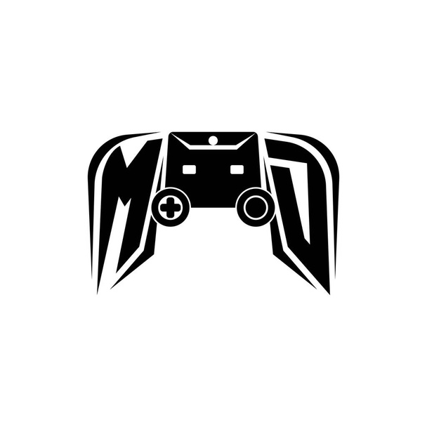 MD Initieel ESport gaming logo. Spel console vorm stijl vector template - Vector, afbeelding