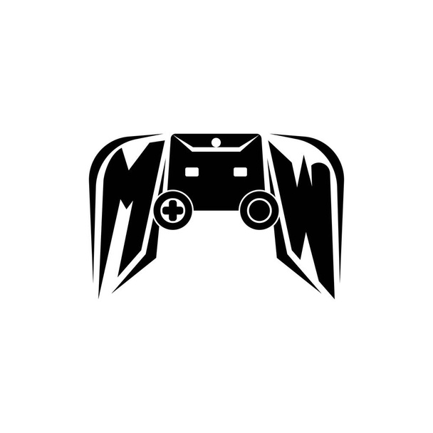 Logo inicial de juego ESport de MW. Plantilla de vector de estilo de consola de juego - Vector, Imagen