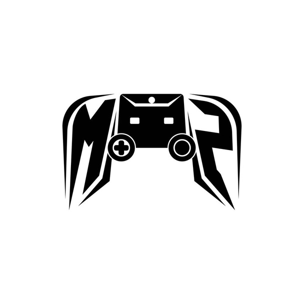 MZ初期ESportゲームロゴ。ゲームコンソール形状ベクトルテンプレート - ベクター画像