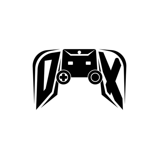 OX logotipo inicial de juego de ESport. Plantilla de vector de estilo de consola de juego - Vector, Imagen