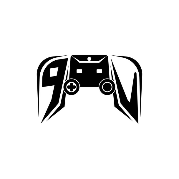PV初期ESportゲームのロゴ。ゲームコンソール形状ベクトルテンプレート - ベクター画像