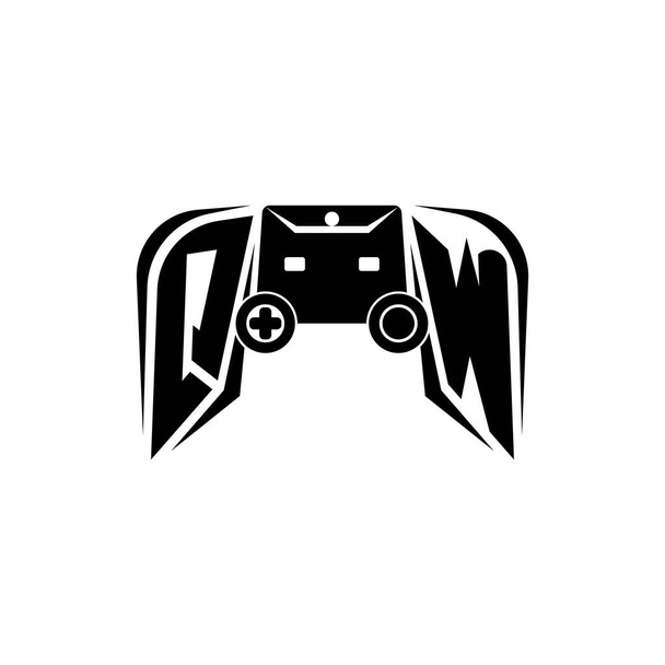 QW Inicial logotipo de juego de ESport. Plantilla de vector de estilo de consola de juego - Vector, Imagen