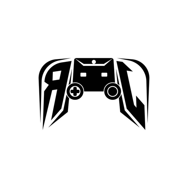 RJ Logo inicial de juegos de ESport. Plantilla de vector de estilo de consola de juego - Vector, Imagen