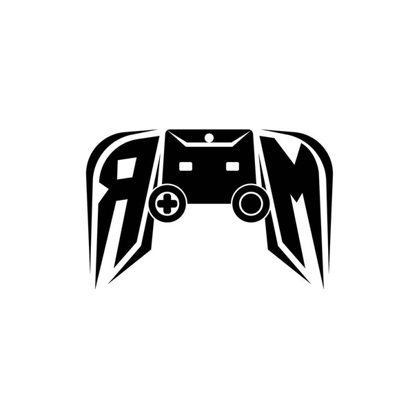 RM Inicial logotipo de juego de ESport. Plantilla de vector de estilo de consola de juego - Vector, Imagen