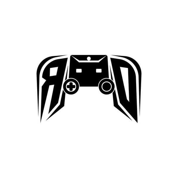 RO Logo inicial de juego de ESport. Plantilla de vector de estilo de consola de juego - Vector, Imagen