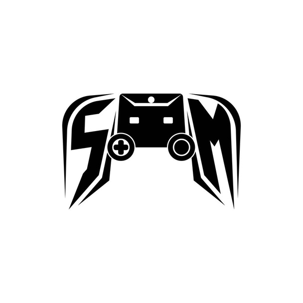 SM Logotipo de jogo ESport inicial. Modelo de vetor de estilo de console de jogo - Vetor, Imagem