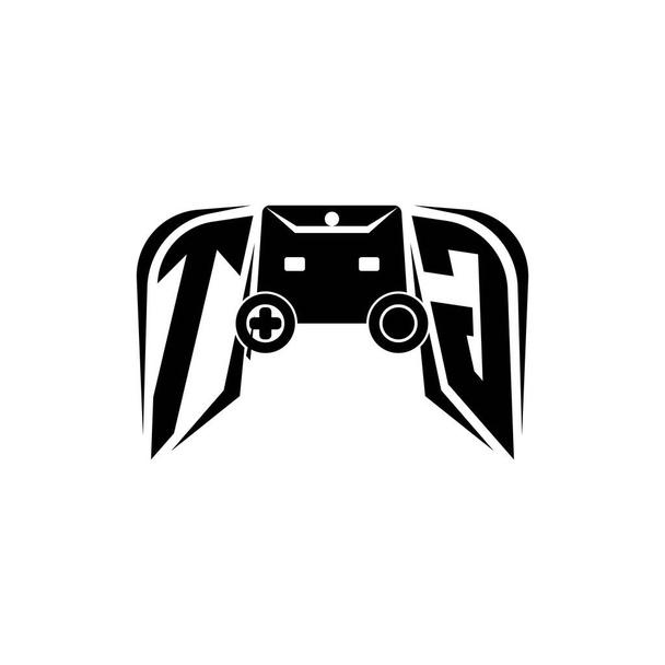 TG Initial ESport игровой логотип. Шаблон вектора формы игровой консоли - Вектор,изображение